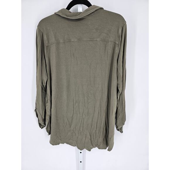 Apt. 9 Women's Green Long Sleeve Button Down Asymmetric Shirt Top Size XXL - Picture 4 of 5